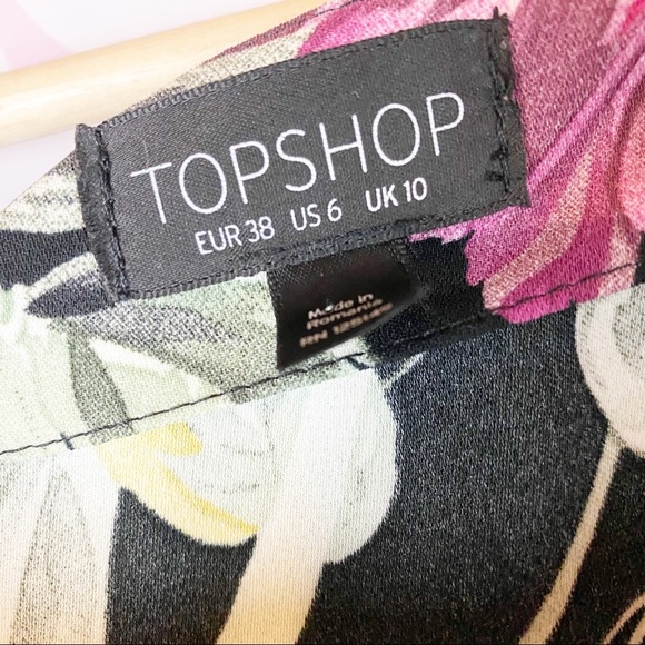 TOPSHOP Tropical Floral Off Shoulder Tie Blouse 6 - Picture 6 of 9
